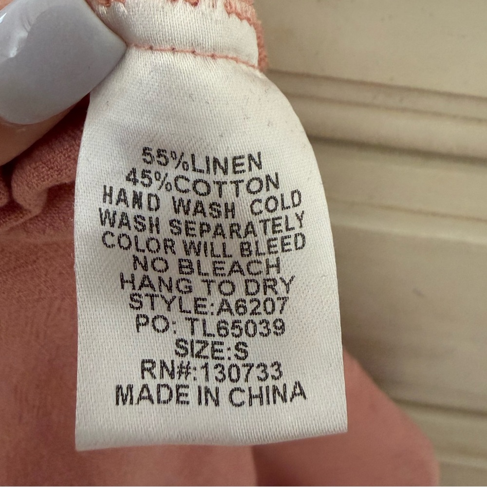 Umgee Oversized Pink Linen Boho Top - Picture 4 of 4